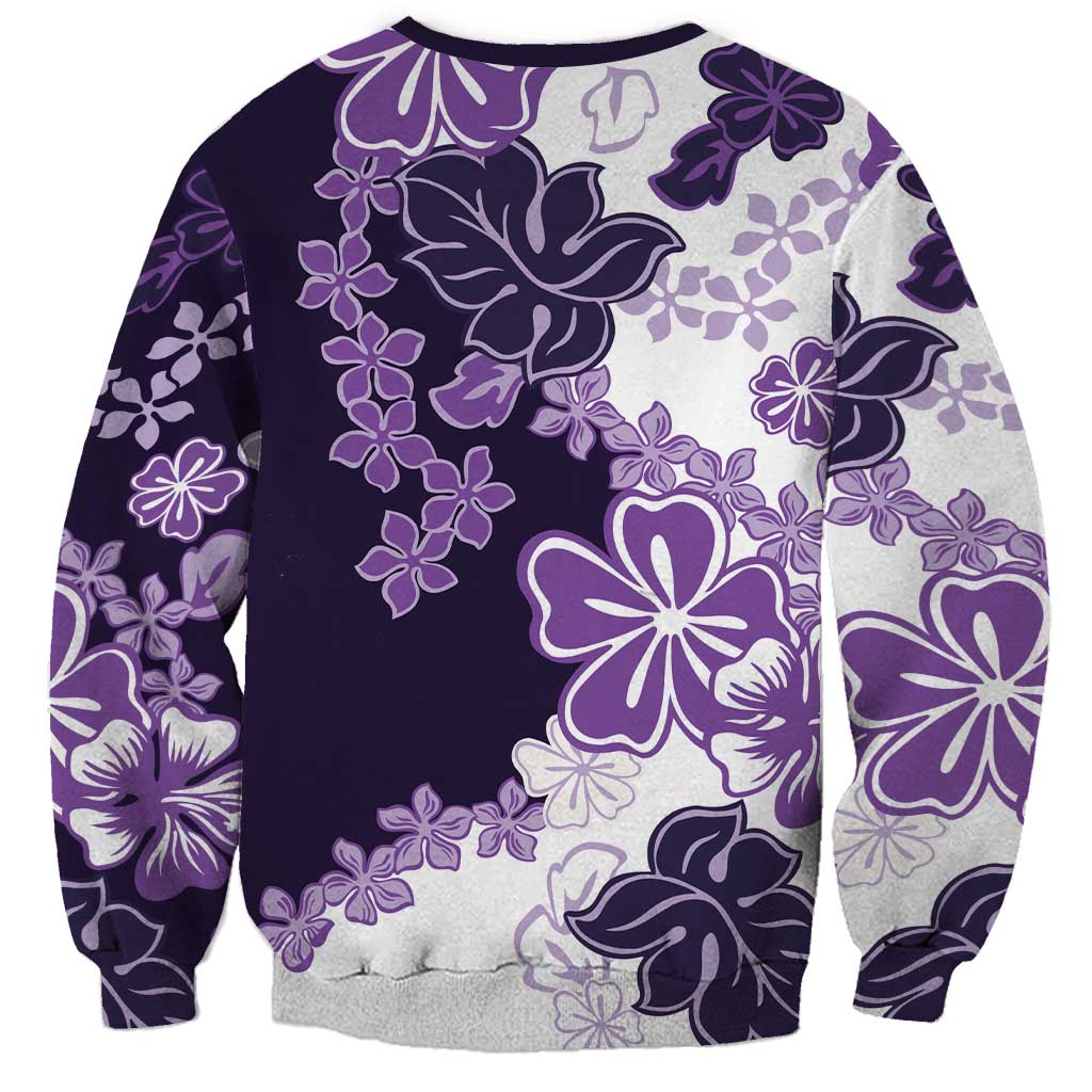 Purple Hibiscus Plumeria Floral Sweatshirt LT01 - Polynesian Pride
