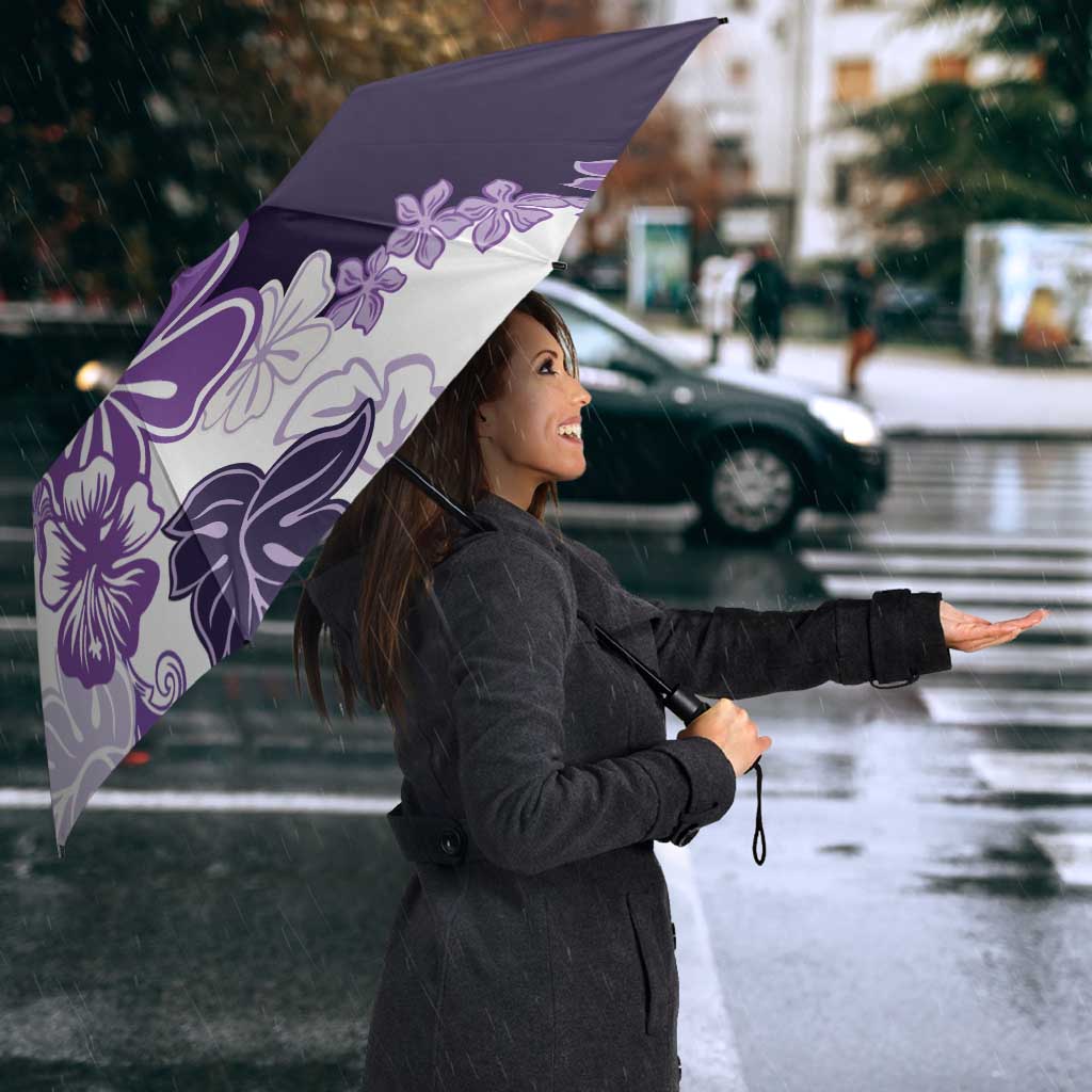 Purple Hibiscus Plumeria Floral Umbrella - Polynesian Pride