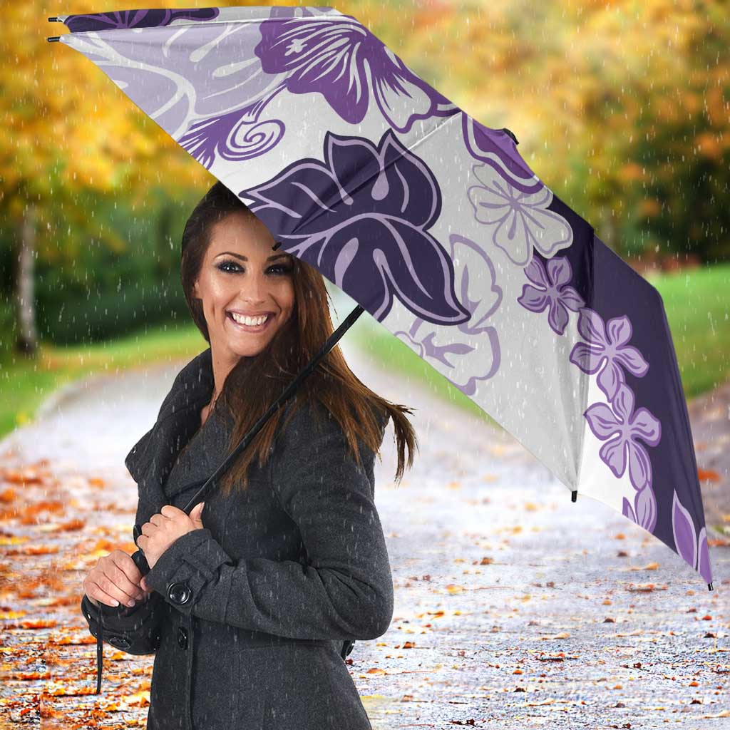 Purple Hibiscus Plumeria Floral Umbrella - Polynesian Pride
