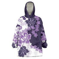 Purple Hibiscus Plumeria Floral Wearable Blanket Hoodie LT01 One Size Purple - Polynesian Pride