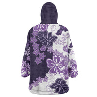 Purple Hibiscus Plumeria Floral Wearable Blanket Hoodie LT01 - Polynesian Pride