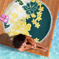 Yelow Teal Hibiscus Plumeria Floral Beach Blanket LT01 - Polynesian Pride