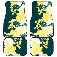 Yelow Teal Hibiscus Plumeria Floral Car Mats LT01 - Polynesian Pride