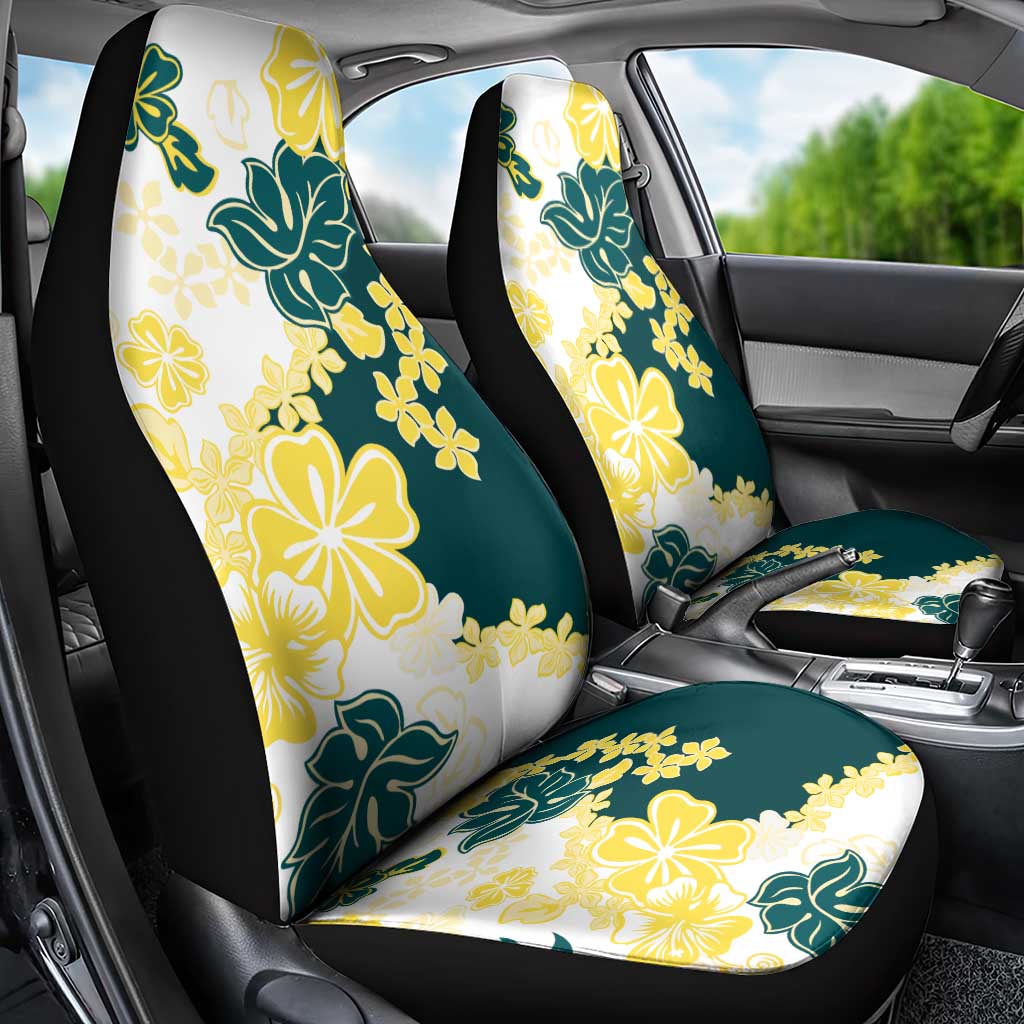 Yelow Teal Hibiscus Plumeria Floral Car Seat Cover - Polynesian Pride