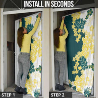 Yelow Teal Hibiscus Plumeria Floral Door Cover - Polynesian Pride