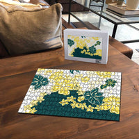 Yelow Teal Hibiscus Plumeria Floral Puzzle LT01 - Polynesian Pride