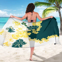 Yelow Teal Hibiscus Plumeria Floral Sarong - Polynesian Pride