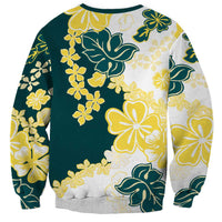 Yelow Teal Hibiscus Plumeria Floral Sweatshirt LT01 - Polynesian Pride