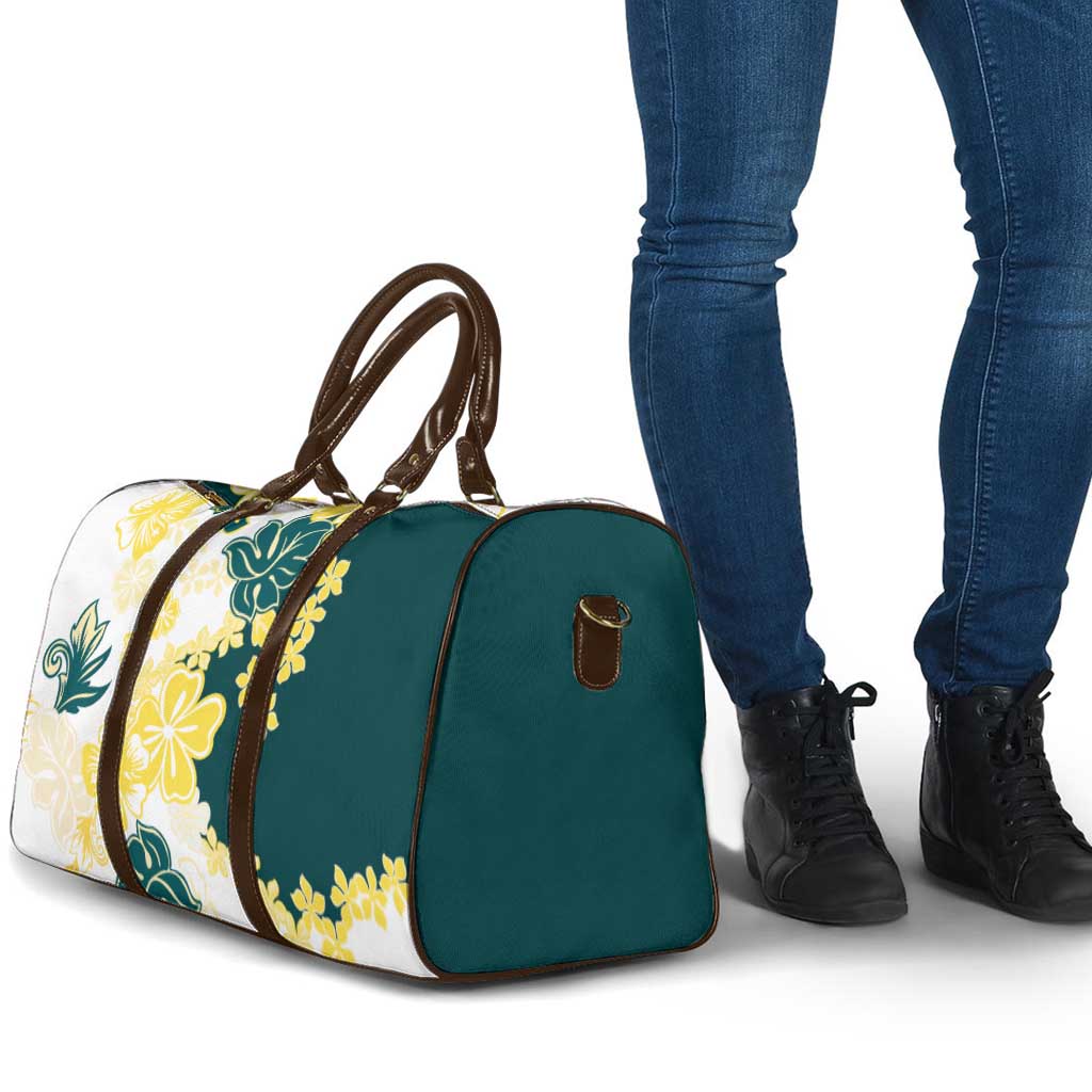 Yelow Teal Hibiscus Plumeria Floral Travel Bag - Polynesian Pride