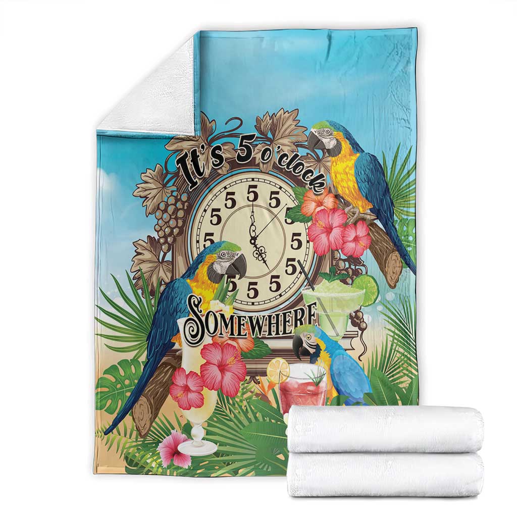 It's 5 o'clock Somewhere Blanket Hawaiian Tropical Parrots - Polynesian Pride