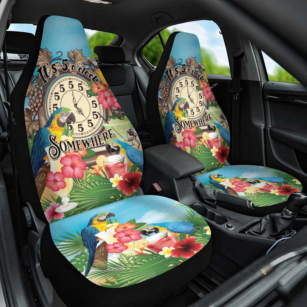 It's 5 o'clock Somewhere Car Seat Cover Hawaiian Tropical Parrots - Polynesian Pride