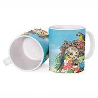 Personalized It's 5 o'clock Somewhere Ceramic Mug Hawaiian Tropical Parrots - Polynesian Pride