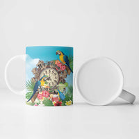 Personalized It's 5 o'clock Somewhere Ceramic Mug Hawaiian Tropical Parrots - Polynesian Pride