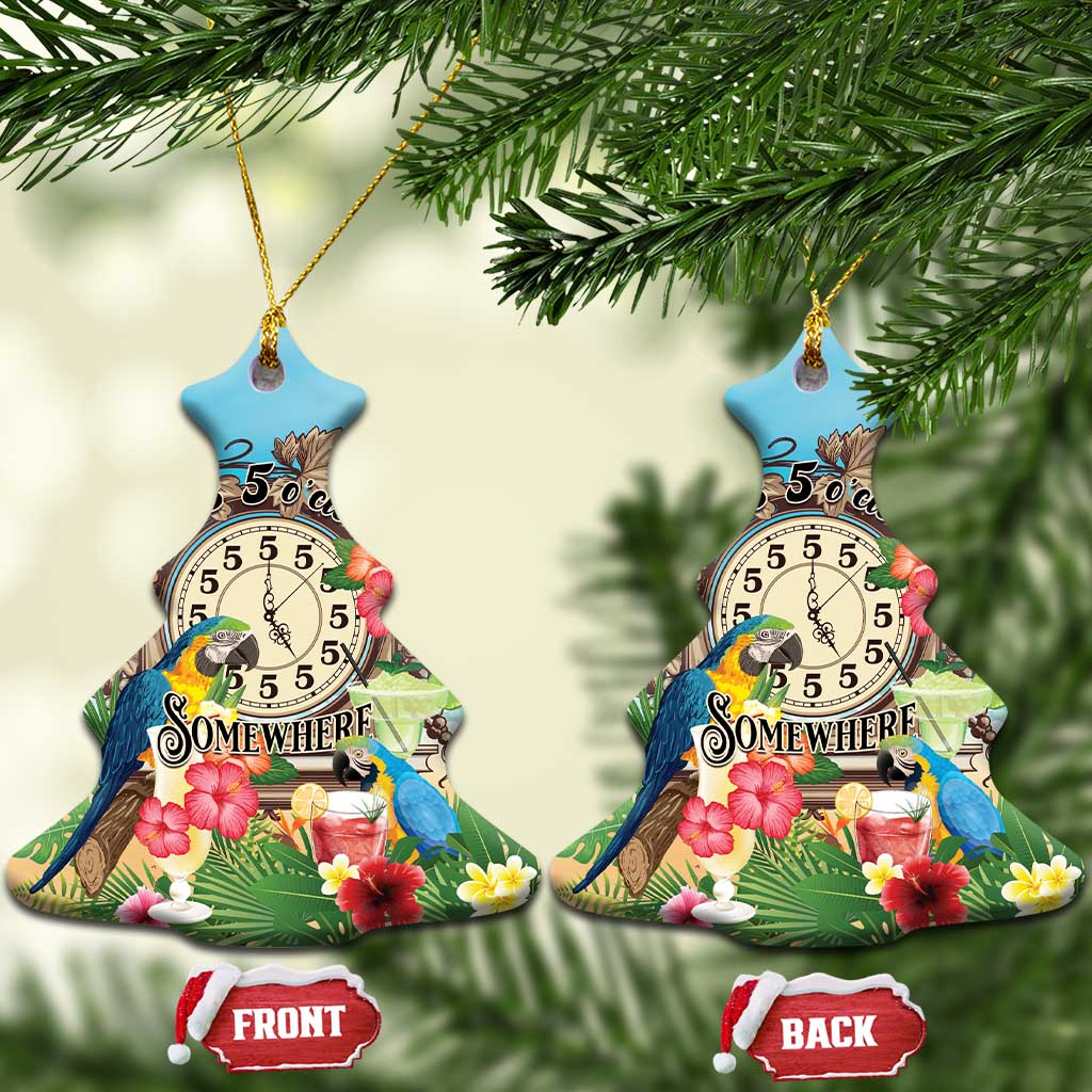 It's 5 o'clock Somewhere Ceramic Ornament Hawaiian Tropical Parrots - Polynesian Pride