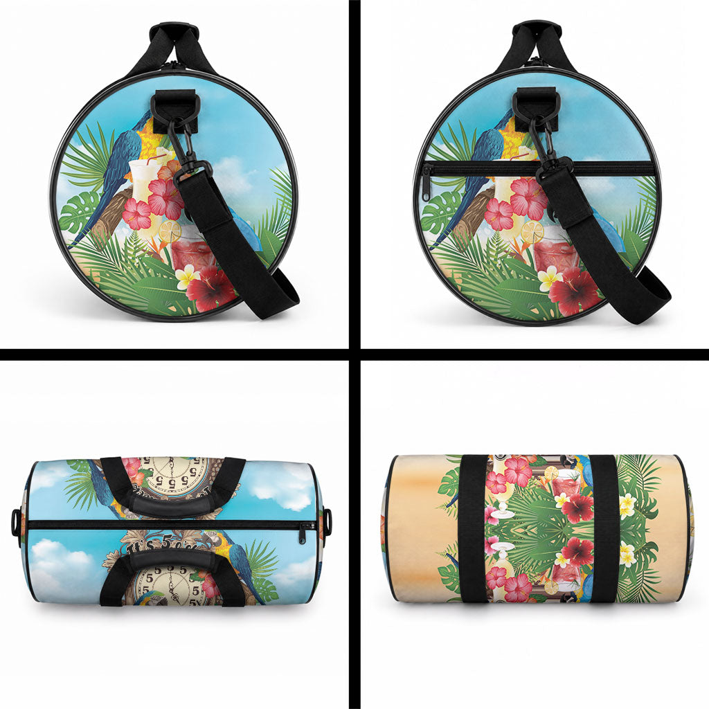 It's 5 o'clock Somewhere Duffle Bag Hawaiian Tropical Parrots