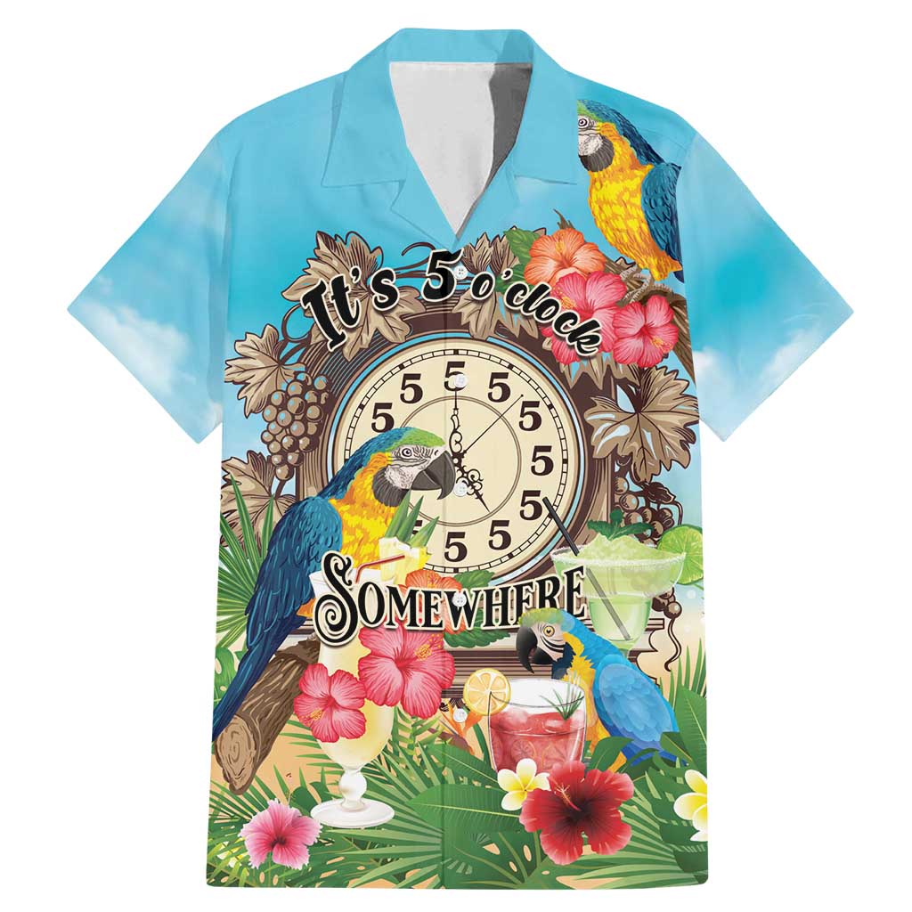 Personalized It's 5 o'clock Somewhere Family Matching Mermaid Dress and Hawaiian Shirt Hawaiian Tropical Parrots - Polynesian Pride