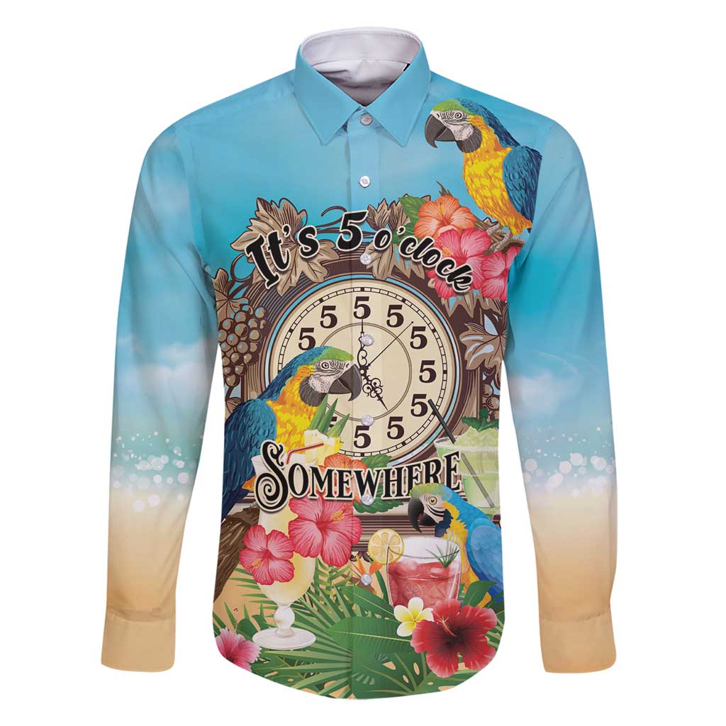 Personalized It's 5 o'clock Somewhere Family Matching Mermaid Dress and Hawaiian Shirt Hawaiian Tropical Parrots - Polynesian Pride