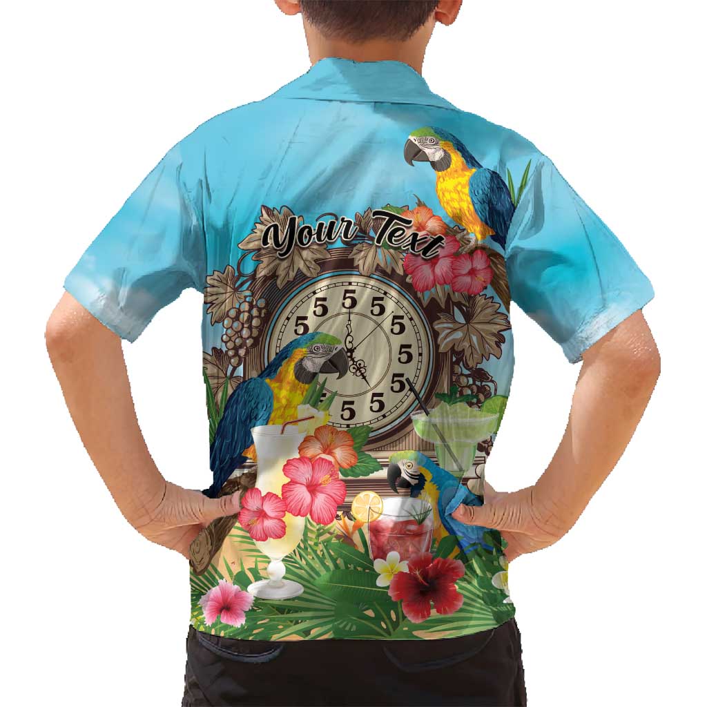 Personalized It's 5 o'clock Somewhere Family Matching Puletasi and Hawaiian Shirt Hawaiian Tropical Parrots LT01 - Polynesian Pride