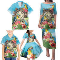 Personalized It's 5 o'clock Somewhere Family Matching Puletasi and Hawaiian Shirt Hawaiian Tropical Parrots LT01 - Polynesian Pride
