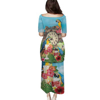 Personalized It's 5 o'clock Somewhere Family Matching Puletasi and Hawaiian Shirt Hawaiian Tropical Parrots LT01 - Polynesian Pride