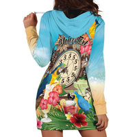 Personalized It's 5 o'clock Somewhere Hoodie Dress Hawaiian Tropical Parrots - Polynesian Pride