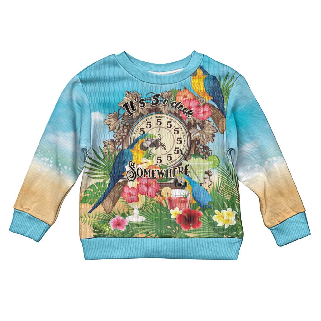 It's 5 o'clock Somewhere Kid Ugly Christmas Sweater Hawaiian Tropical Parrots - Polynesian Pride