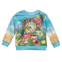 It's 5 o'clock Somewhere Kid Ugly Christmas Sweater Hawaiian Tropical Parrots LT01 Kid Blue - Polynesian Pride