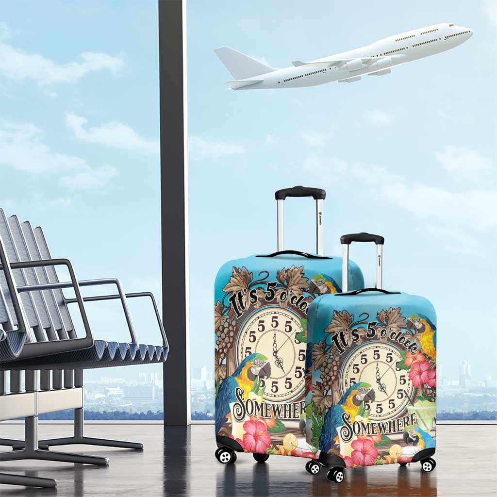 It's 5 o'clock Somewhere Luggage Cover Hawaiian Tropical Parrots - Polynesian Pride