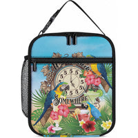 It's 5 o'clock Somewhere Lunch Bag Hawaiian Tropical Parrots LT01 10.2 × 8.3 × 4.3 inch Blue - Polynesian Pride