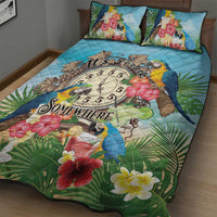 It's 5 o'clock Somewhere Quilt Bed Set Hawaiian Tropical Parrots - Polynesian Pride