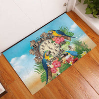 It's 5 o'clock Somewhere Rubber Doormat Hawaiian Tropical Parrots - Polynesian Pride