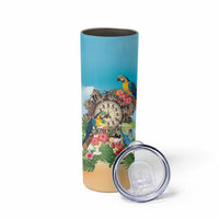 Personalized It's 5 o'clock Somewhere Skinny Tumbler Hawaiian Tropical Parrots - Polynesian Pride
