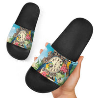 It's 5 o'clock Somewhere Slide Sandals Hawaiian Tropical Parrots LT01 - Polynesian Pride