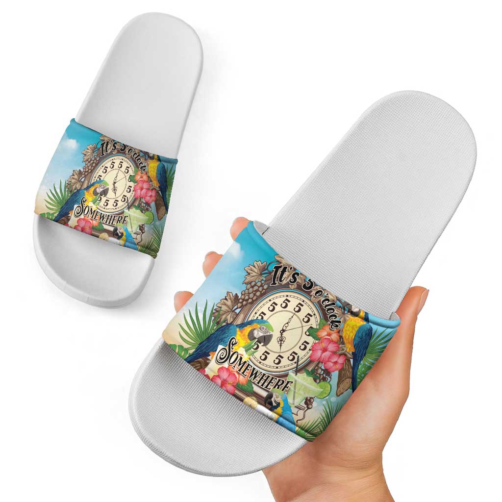 It's 5 o'clock Somewhere Slide Sandals Hawaiian Tropical Parrots LT01 - Polynesian Pride