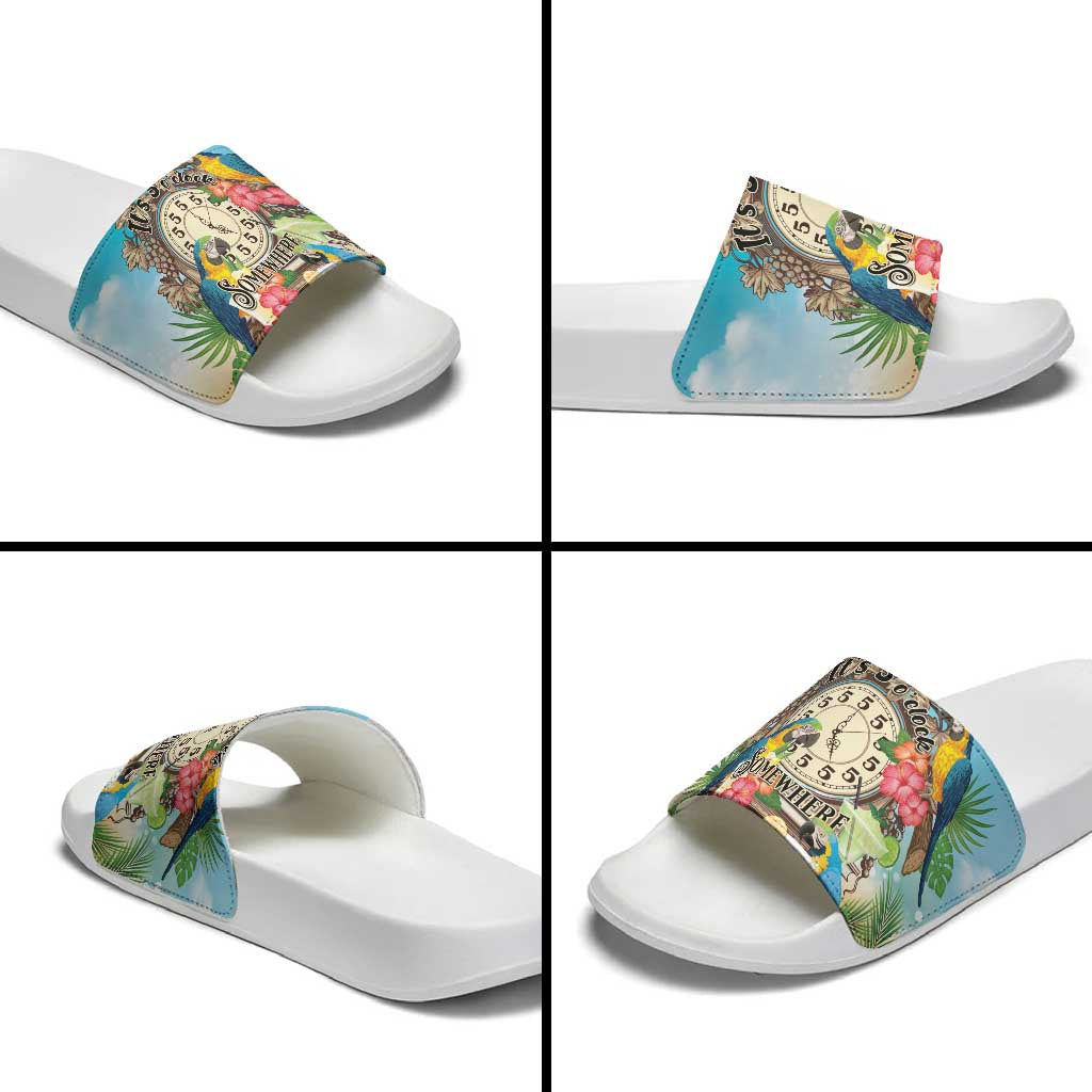 It's 5 o'clock Somewhere Slide Sandals Hawaiian Tropical Parrots LT01 - Polynesian Pride