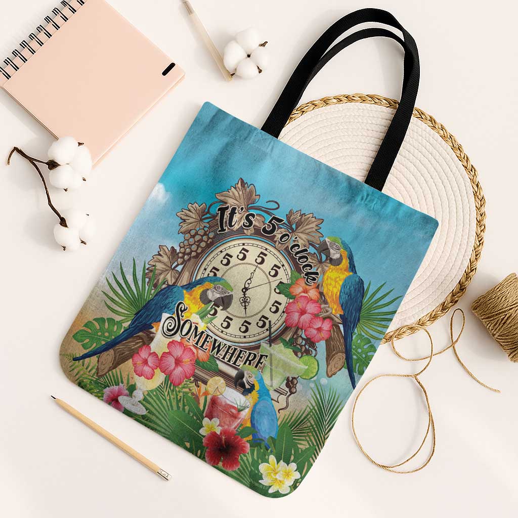 It's 5 o'clock Somewhere Tote Bag Hawaiian Tropical Parrots - Polynesian Pride