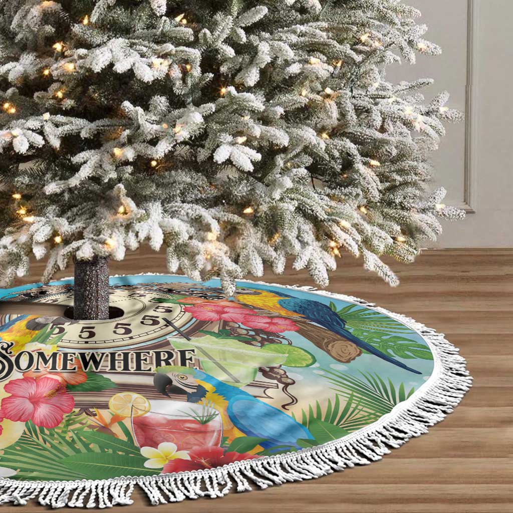 It's 5 o'clock Somewhere Tree Skirt Hawaiian Tropical Parrots - Polynesian Pride