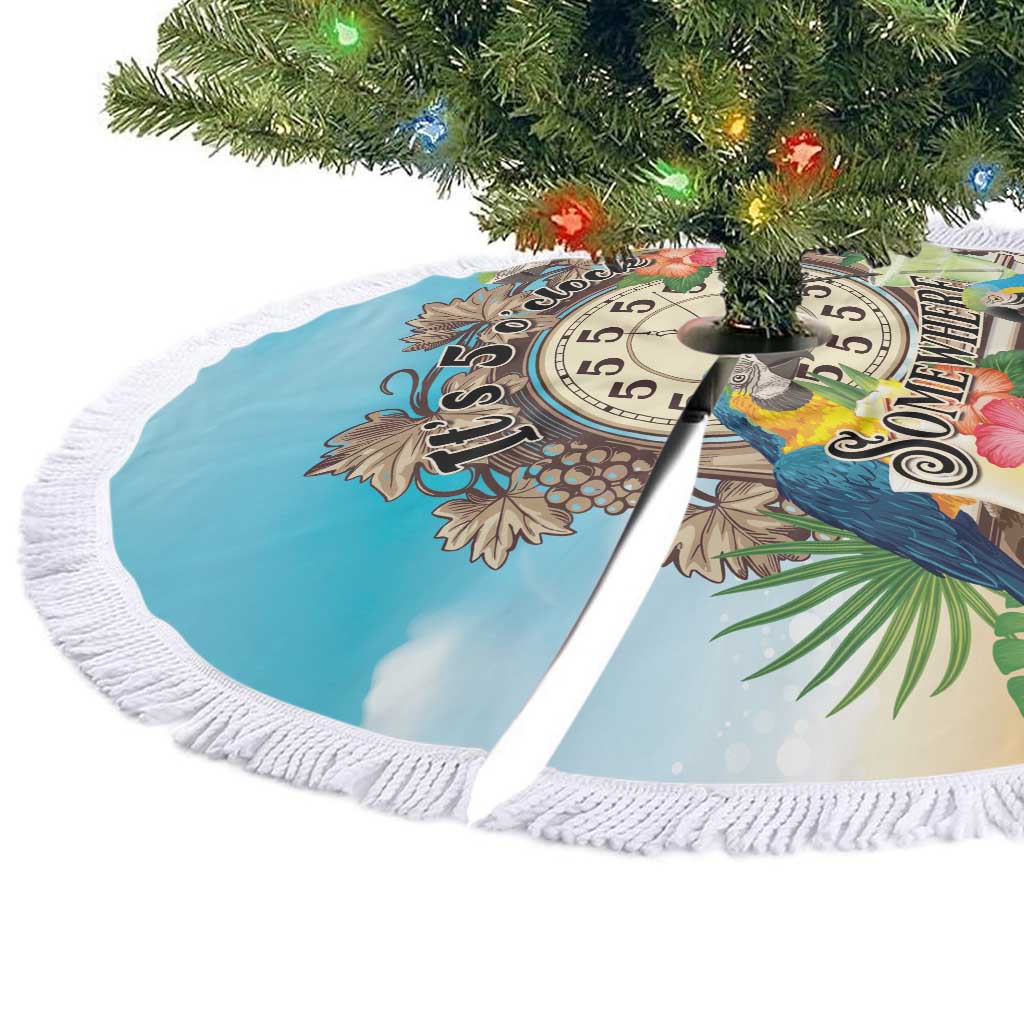 It's 5 o'clock Somewhere Tree Skirt Hawaiian Tropical Parrots - Polynesian Pride
