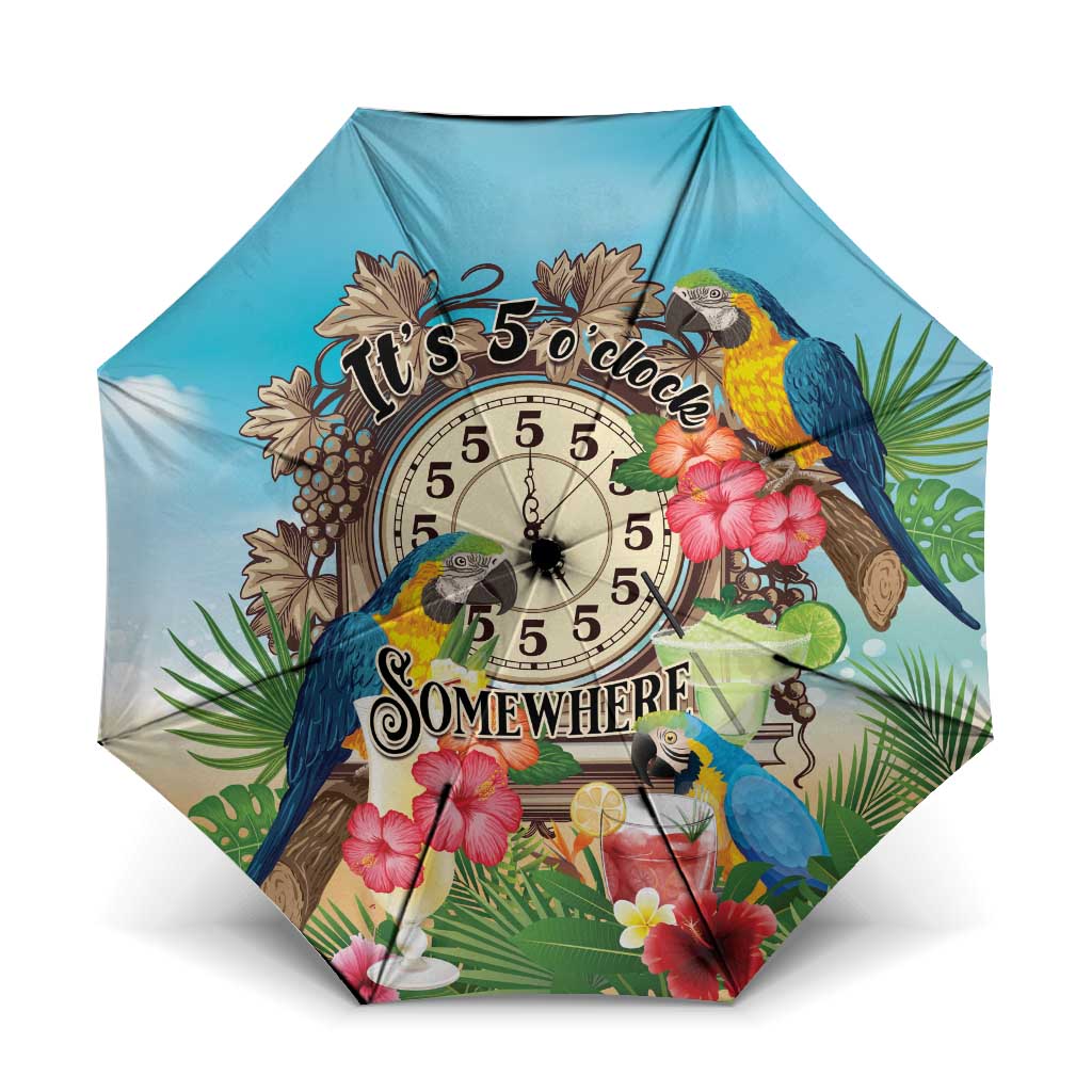 It's 5 o'clock Somewhere Umbrella Hawaiian Tropical Parrots - Polynesian Pride