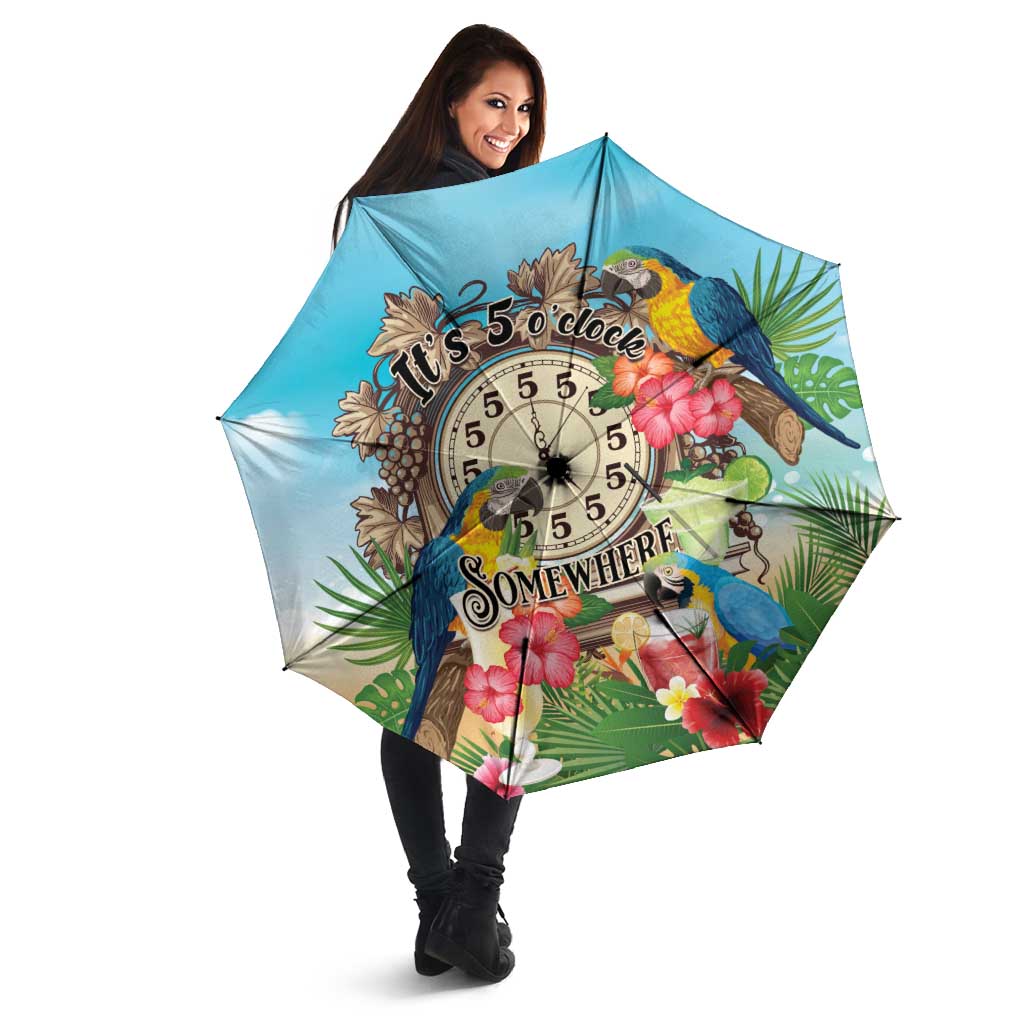 It's 5 o'clock Somewhere Umbrella Hawaiian Tropical Parrots - Polynesian Pride