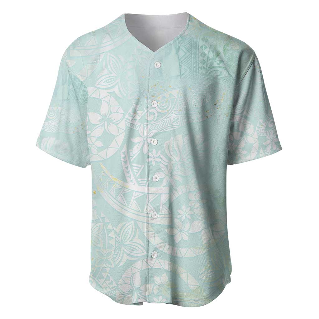 Polynesian Tiare Monstera Seafoam Green Baseball Jersey Liquid Style - Polynesian Pride