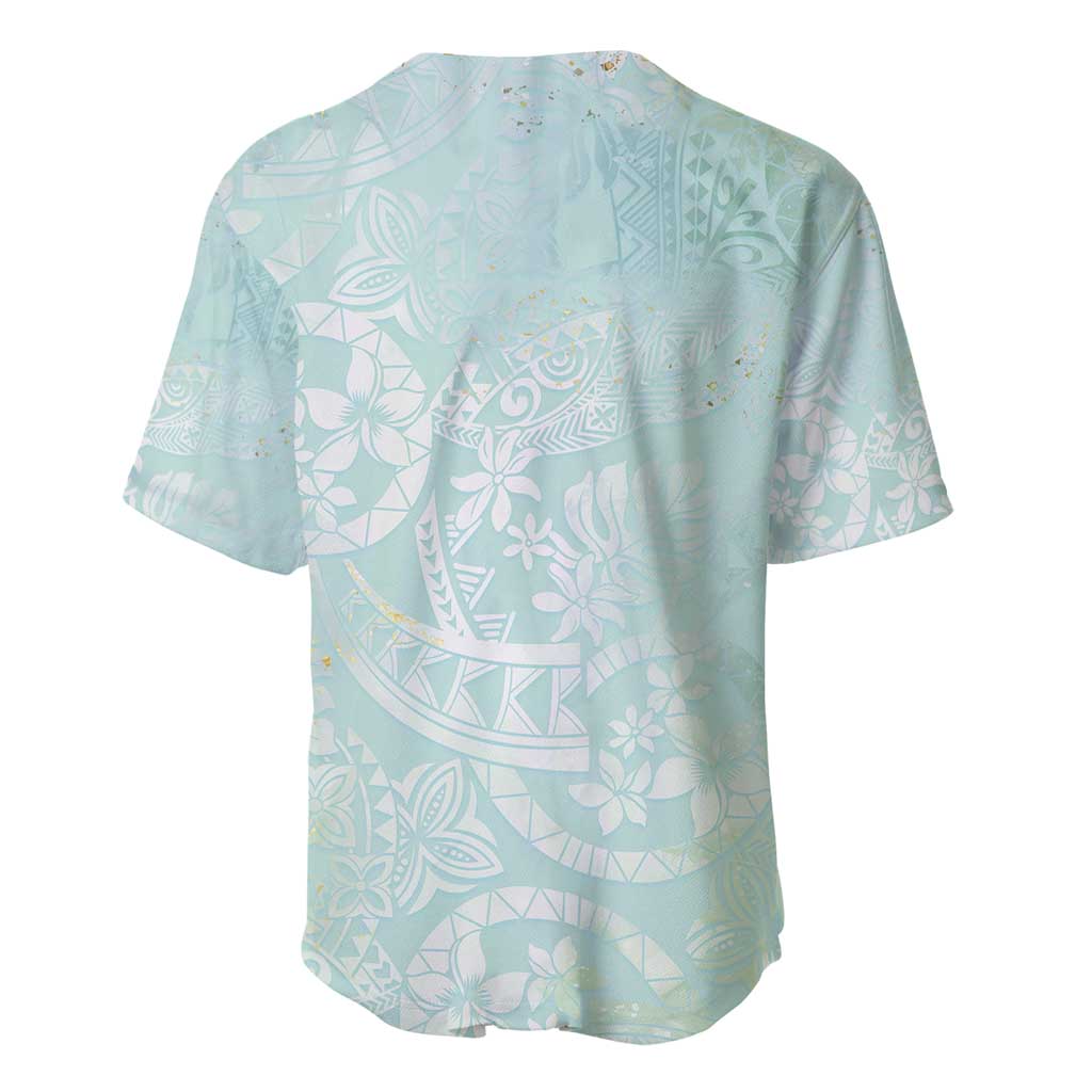 Polynesian Tiare Monstera Seafoam Green Baseball Jersey Liquid Style - Polynesian Pride