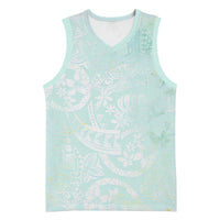 Polynesian Tiare Monstera Seafoam Green Basketball Jersey Liquid Style LT01 Unisex Green - Polynesian Pride