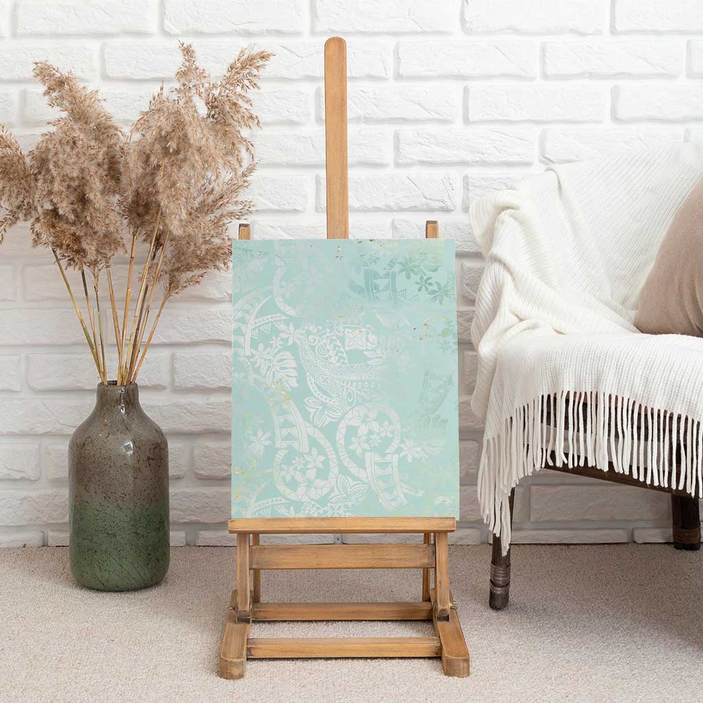 Polynesian Tiare Monstera Seafoam Green Canvas Wall Art Liquid Style LT01 - Polynesian Pride