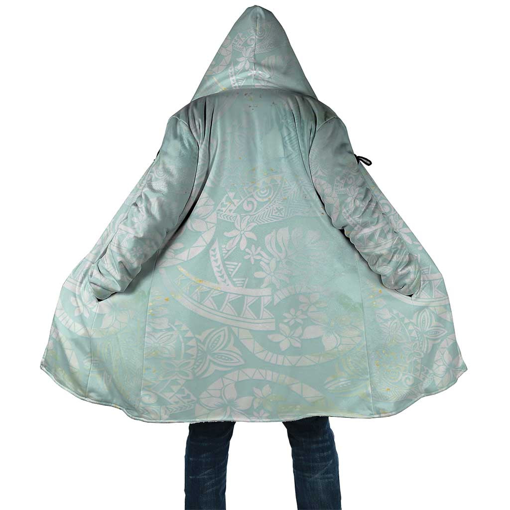 Polynesian Tiare Monstera Seafoam Green Cloak Liquid Style - Polynesian Pride
