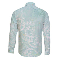 Polynesian Tiare Monstera Seafoam Green Family Matching Puletasi and Hawaiian Shirt Liquid Style LT01 - Polynesian Pride