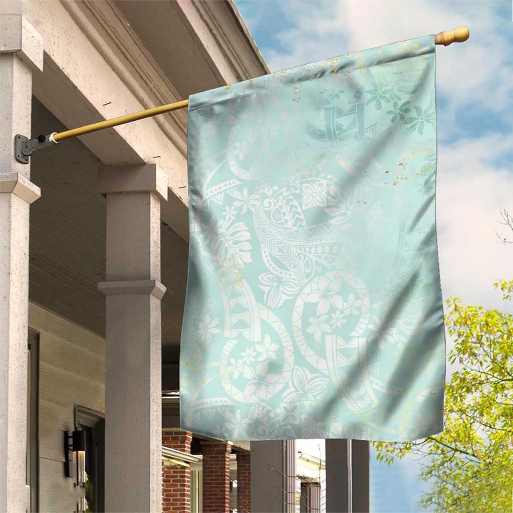Polynesian Tiare Monstera Seafoam Green Garden Flag Liquid Style - Polynesian Pride