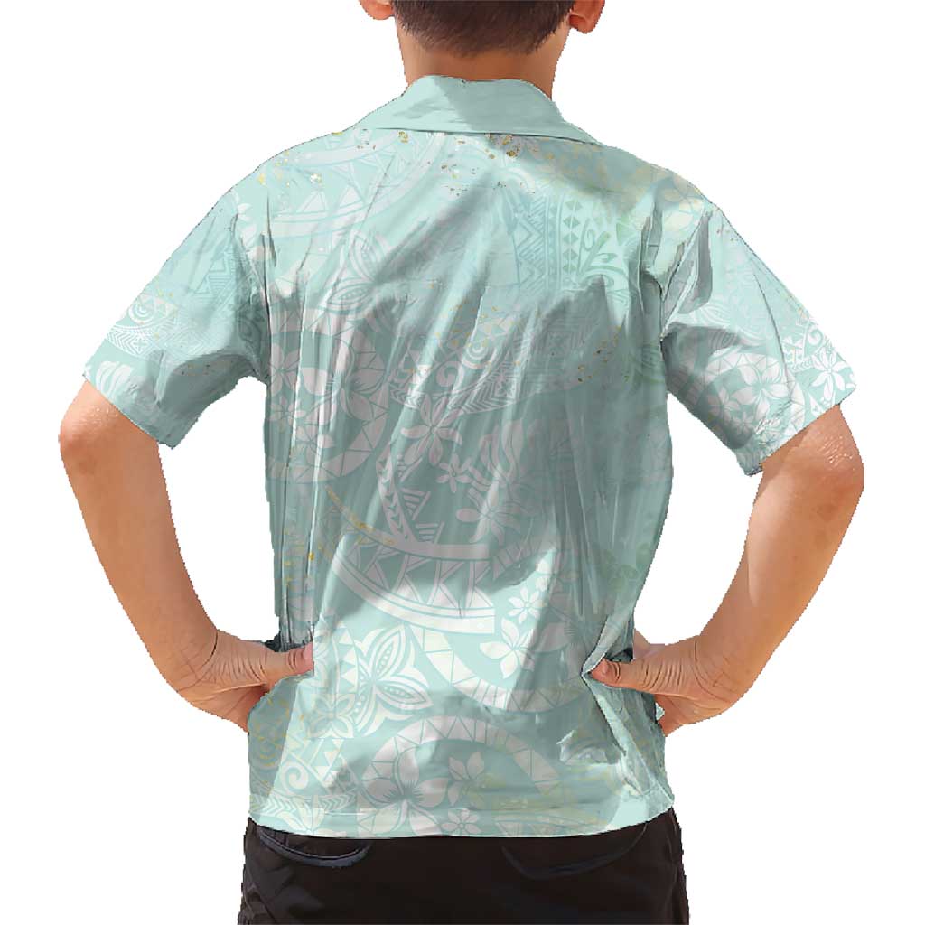 Polynesian Tiare Monstera Seafoam Green Hawaiian Shirt Liquid Style - Polynesian Pride