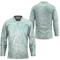 Polynesian Tiare Monstera Seafoam Green Hockey Jersey Liquid Style - Polynesian Pride