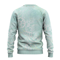 Polynesian Tiare Monstera Seafoam Green Ugly Christmas Sweater Liquid Style - Polynesian Pride